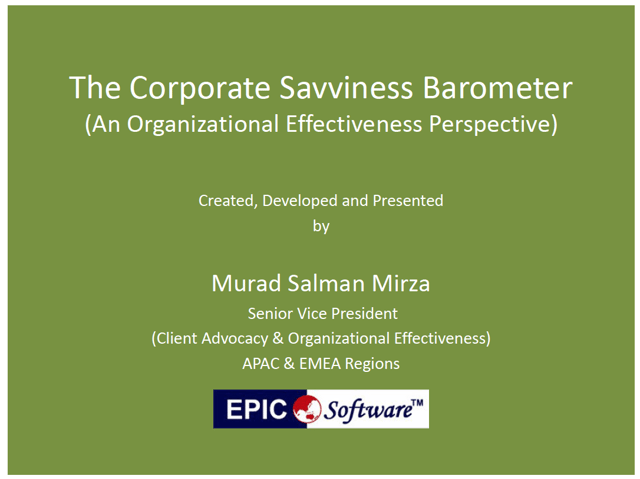 The Corporate Savviness Barometer, An Organizational Effectiveness Perspective